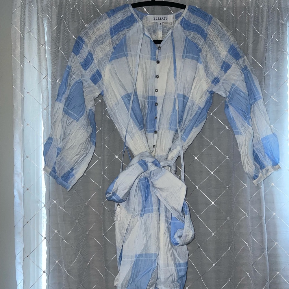 Blue and white plaid dress